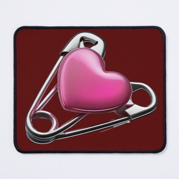 Item preview, Safety pin with glossy pink heart on black designed and sold by ChernivtsiSkoda.