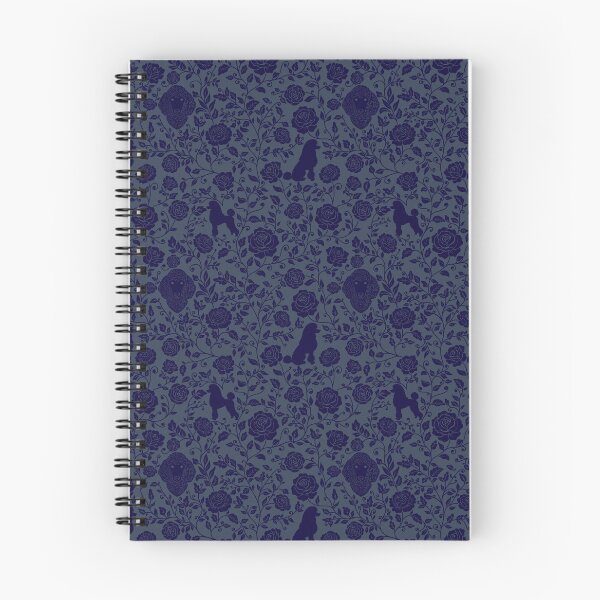 Artikelvorschau, Pudel-Blumenmuster | Elegantes botanisches Hunde-Design in Blau entworfen und verkauft von WildLakePatterns.