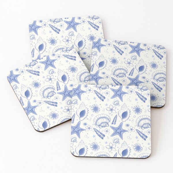Item preview, beach blue sea shells summer seamless pattern designed and sold by mikrocosmox.