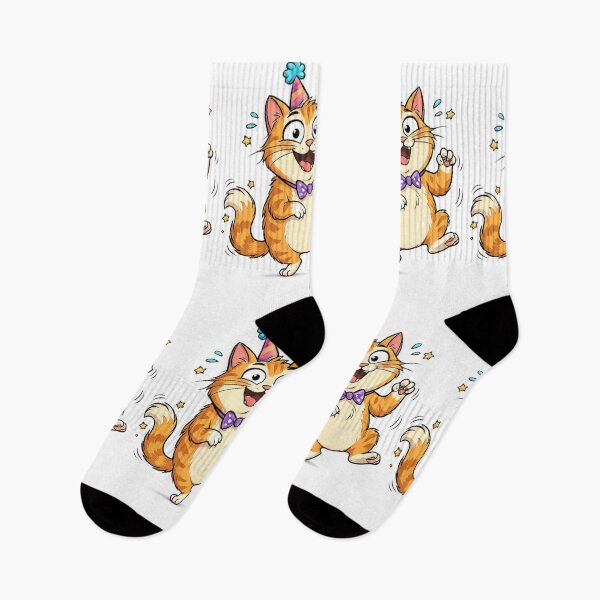 Item preview, Cute Party Cat Cartoon | Funny Birthday Cat design. designed and sold by arifali786.