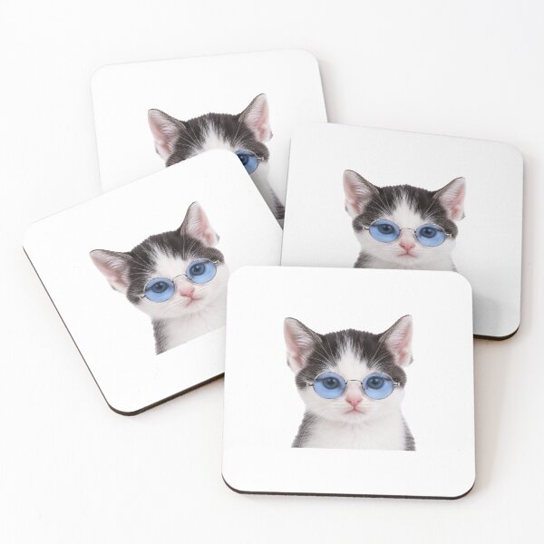 Item preview, Cute John Kitten in blue glasses designed and sold by Anne Londez Studio.