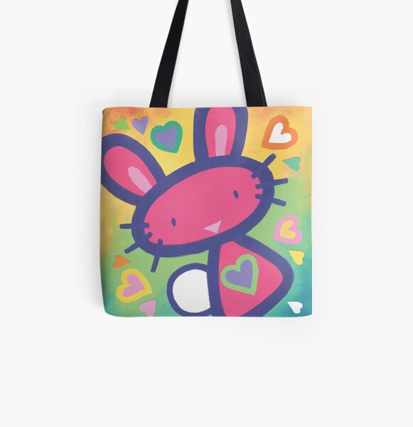 Raspberry Love Bunny All Over Print Tote Bag