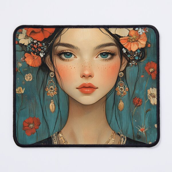 Item preview, Elegant Floral Portrait of a Young Woman designed and sold by Artessie.