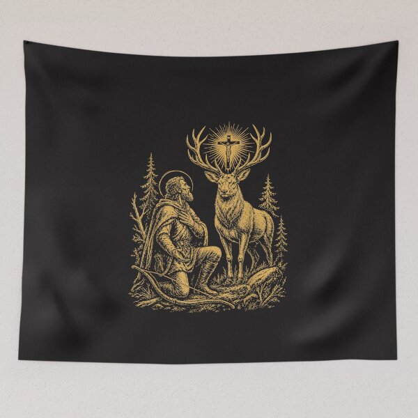 Item preview, St Hubert And The Stag Christian Hunter Vintage Religious Art designed and sold by kiralynstration.