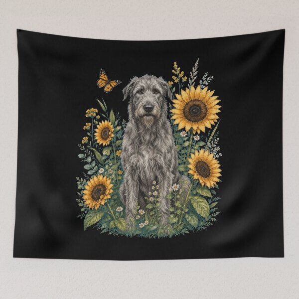 Item preview, Irish Wolfhound With Sunflower Cottagecore Art Dog Owner designed and sold by TerryConnells.