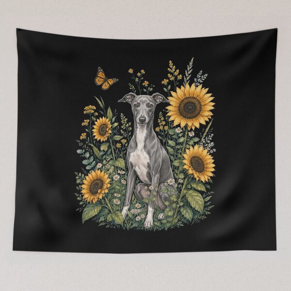 Aperçu de l'œuvre Lévrier italien avec tournesol, style cottagecore, propriétaire de chien créée et vendue par TerryConnells.