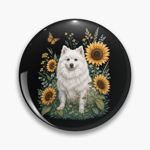 Item preview, Japanese Spitz With Sunflower Cottagecore Art Dog Owner designed and sold by TerryConnells.