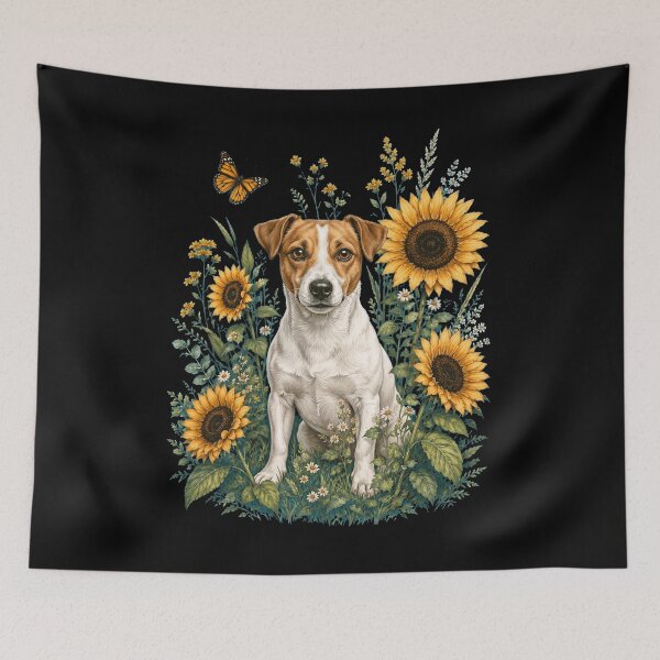 Item preview, Jack Russell Terrier With Sunflower Cottagecore Art Dog Owner designed and sold by TerryConnells.