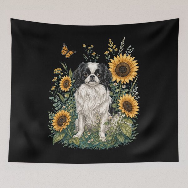 Item preview, Japanese Chin With Sunflower Cottagecore Art Dog Owner designed and sold by TerryConnells.