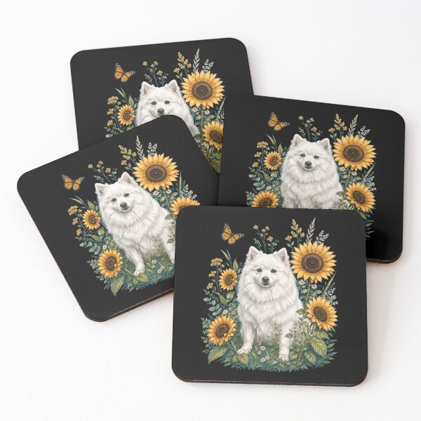 Item preview, Japanese Spitz With Sunflower Cottagecore Art Dog Owner designed and sold by TerryConnells.
