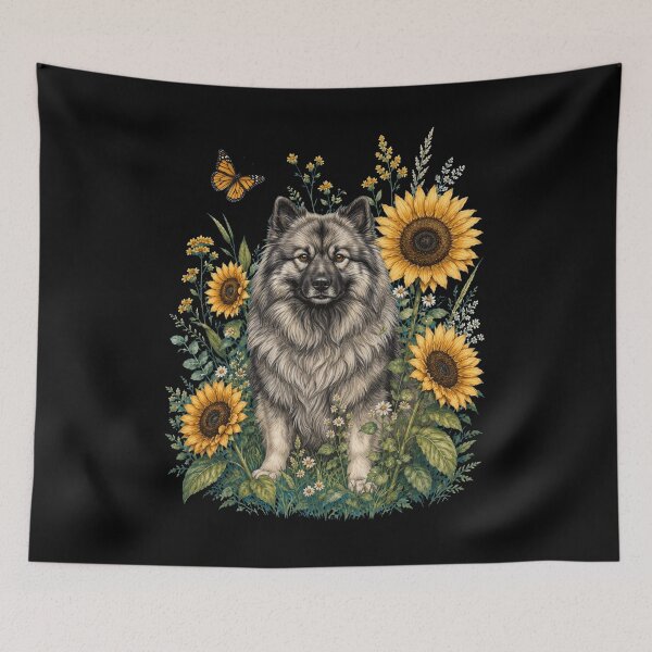 Item preview, Keeshond With Sunflower Cottagecore Art Dog Owner designed and sold by TerryConnells.