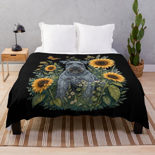 Item preview, Kerry Blue Terrier With Sunflower Cottagecore Art Dog Owner designed and sold by TerryConnells.