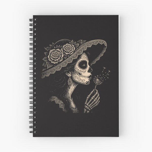 Artikelvorschau, La Catrina bläst Löwenzahn – Gothic-Zuckerschädel-Retro-Design entworfen und verkauft von kiralynstration.