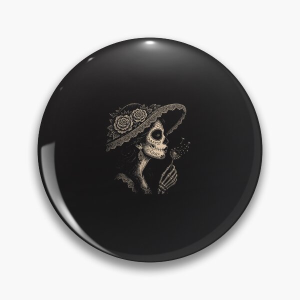 Item preview, La Catrina Blowing Dandelion Gothic Sugar Skull Retro Design designed and sold by kiralynstration.