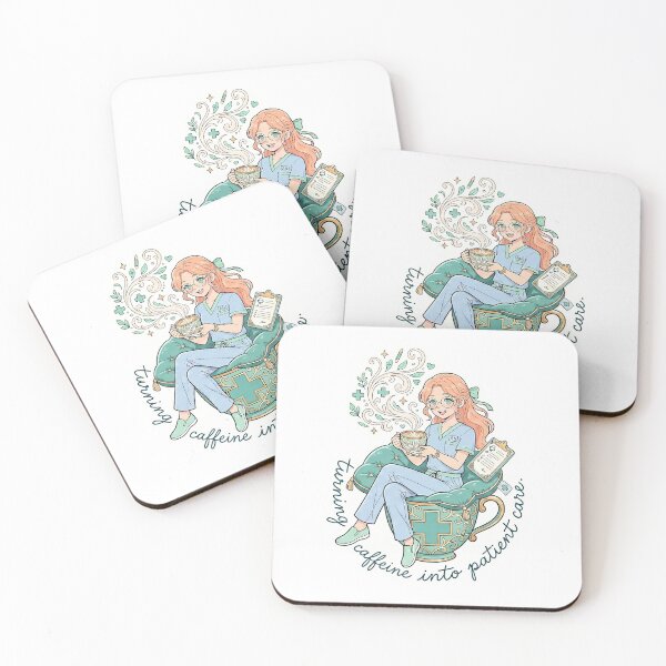 Item preview, Nurse Caffeine Quote Sticker - Delicate Elegant Anime Art for Healthcare Workers designed and sold by Osmose-Studio.