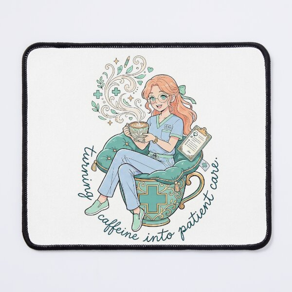 Item preview, Nurse Caffeine Quote Sticker - Delicate Elegant Anime Art for Healthcare Workers designed and sold by Osmose-Studio.