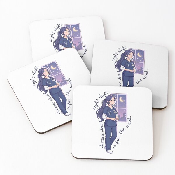 Item preview, Nurse Night Shift Quote Sticker - Delicate Elegant Anime Art for Healthcare Workers designed and sold by Osmose-Studio ⭐⭐⭐⭐⭐.