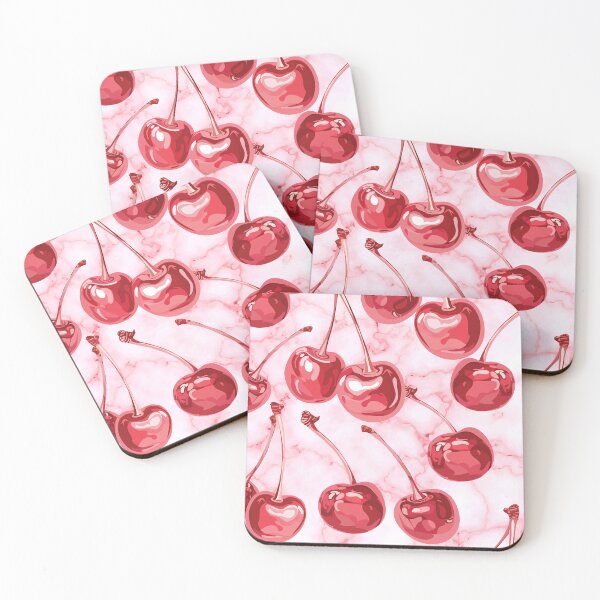Item preview, Sweet Cherry Pattern on Pink Marble Background designed and sold by PMSNshop.