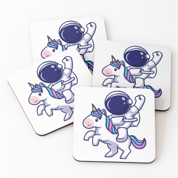 Item preview, Cute Astronaut Riding Space Unicorn Cartoon designed and sold by achristiaf.