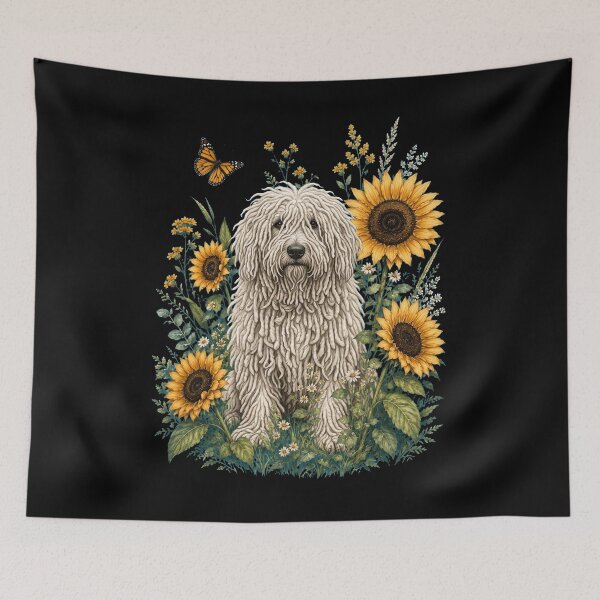 Item preview, Komondor With Sunflower Cottagecore Art Dog Owner designed and sold by TerryConnells.
