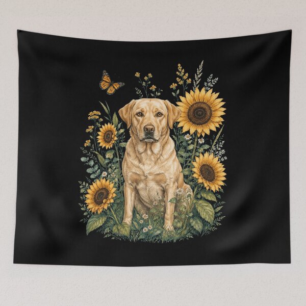 Item preview, Labrador Retriever With Sunflower Cottagecore Art Dog Owner designed and sold by TerryConnells.