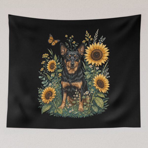 Item preview, Lancashire Heeler With Sunflower Cottagecore Art Dog Owner designed and sold by TerryConnells.