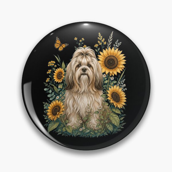 Item preview, Lhasa Apso With Sunflower Cottagecore Art Dog Owner designed and sold by TerryConnells.