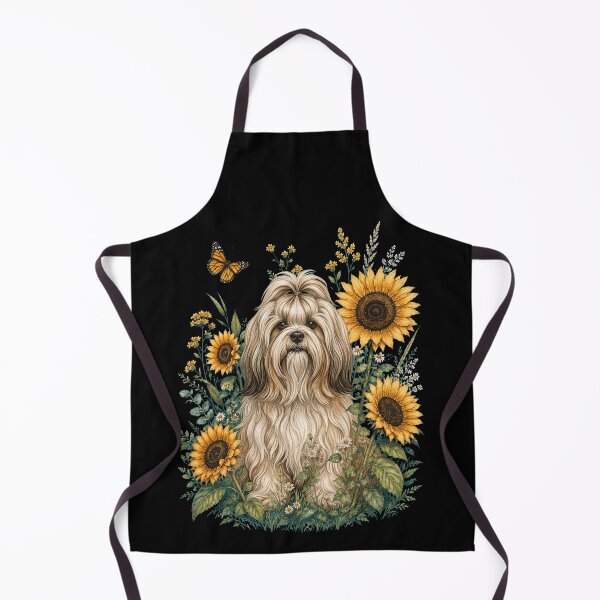 Item preview, Lhasa Apso With Sunflower Cottagecore Art Dog Owner designed and sold by TerryConnells.