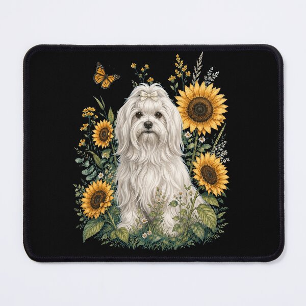 Item preview, Maltese With Sunflower Cottagecore Art Dog Owner designed and sold by TerryConnells.