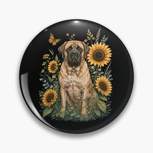 Aperçu de l'œuvre Mastiff avec tournesol Cottagecore Art Propriétaire de chien créée et vendue par TerryConnells.