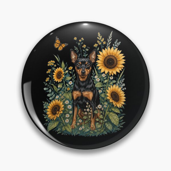 Item preview, Miniature Pinscher With Sunflower Cottagecore Art Dog Owner designed and sold by TerryConnells.