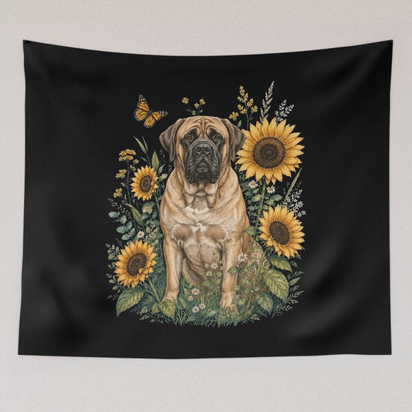 Item preview, Mastiff With Sunflower Cottagecore Art Dog Owner designed and sold by TerryConnells.