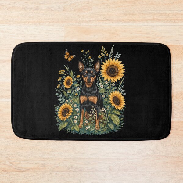 Artikelvorschau, Zwergpinscher mit Sonnenblume, Cottagecore-Kunst, Hundebesitzer entworfen und verkauft von TerryConnells.