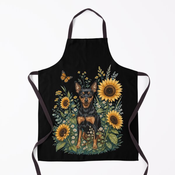 Item preview, Miniature Pinscher With Sunflower Cottagecore Art Dog Owner designed and sold by TerryConnells.