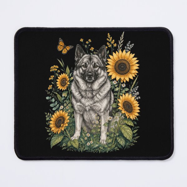 Item preview, Norwegian Elkhound With Sunflower Cottagecore Art Dog Owner designed and sold by TerryConnells.