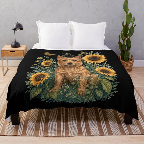 Item preview, Norwich Terrier With Sunflower Cottagecore Art Dog Owner designed and sold by TerryConnells.