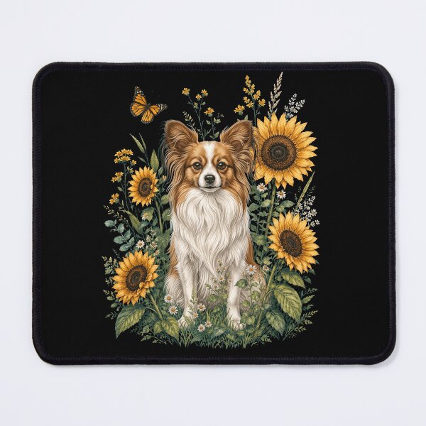 Item preview, Papillon With Sunflower Cottagecore Art Dog Owner designed and sold by TerryConnells.