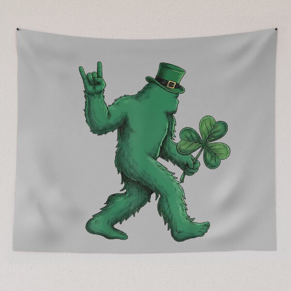 Item preview, St Patricks Day Bigfoot Rock Sasquatch Leprechaun Shamrock designed and sold by mjohnson9.