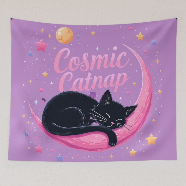 Item preview, Cosmic Cat Nap - Cat Sleeping on Crescent Moon T-Shirt for Cat Lovers and Dreamy Starseeds" designed and sold by highvibz72.