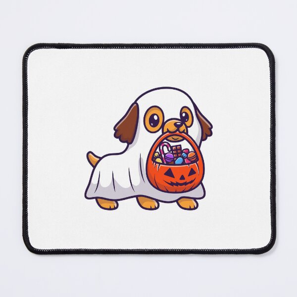 Item preview, Cute Halloween Ghost Dog with Pumpkin Basket designed and sold by achristiaf.