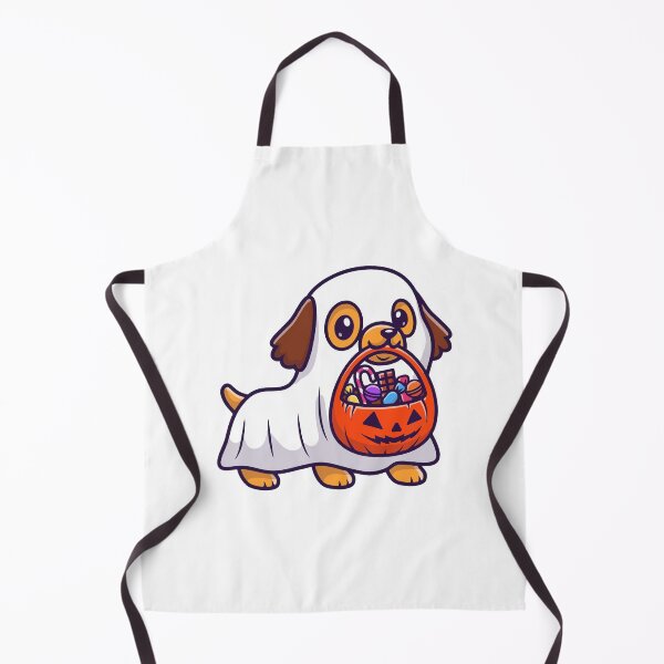 Item preview, Cute Halloween Ghost Dog with Pumpkin Basket designed and sold by achristiaf.