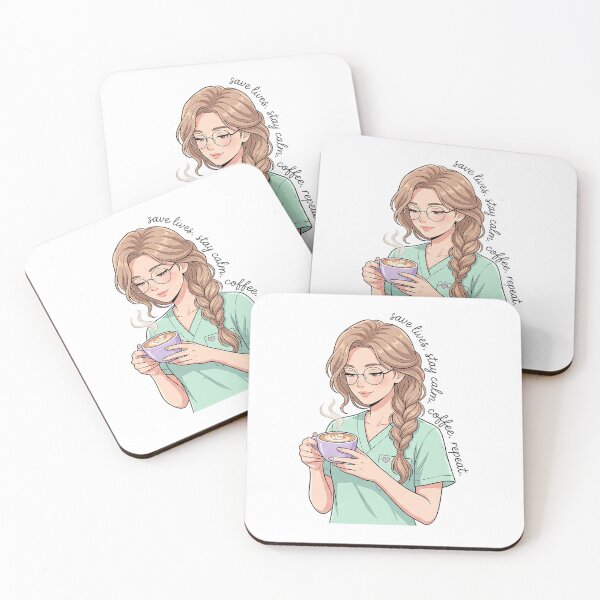 Item preview, Nurse Coffee Quote Sticker - Delicate Elegant Anime Art for Healthcare Workers designed and sold by Osmose-Studio ⭐⭐⭐⭐⭐.