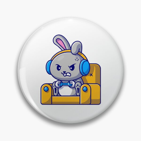 Item preview, Cute Angry Gamer Rabbit in Armchair Cartoon designed and sold by achristiaf.