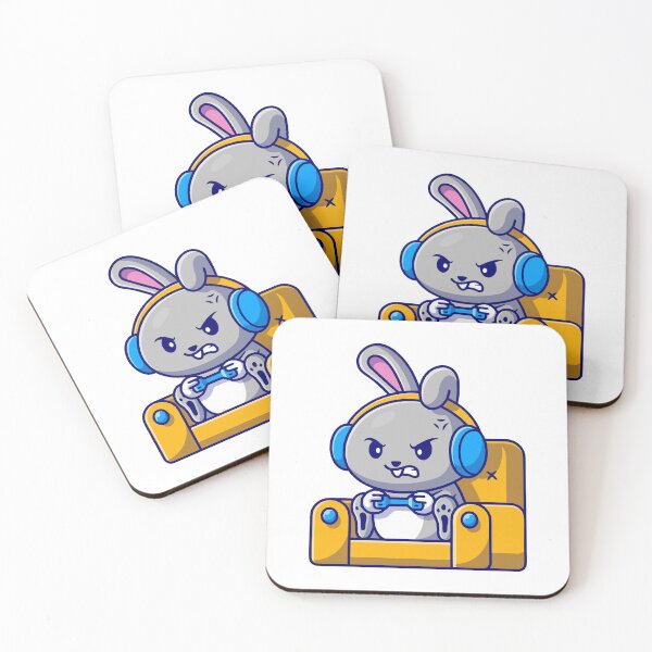 Item preview, Cute Angry Gamer Rabbit in Armchair Cartoon designed and sold by achristiaf.