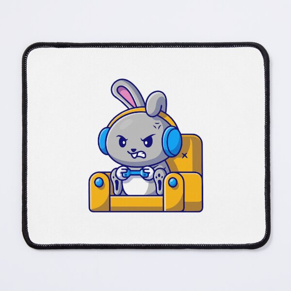 Item preview, Cute Angry Gamer Rabbit in Armchair Cartoon designed and sold by achristiaf.