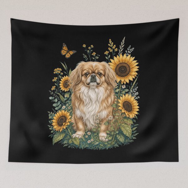 Artikelvorschau, Pekinese mit Sonnenblumen-Cottagecore-Kunst-Hundebesitzer entworfen und verkauft von TerryConnells.