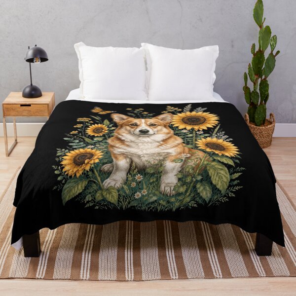 Item preview, Pembroke Welsh Corgi With Sunflower Cottagecore Art Dog Owner designed and sold by TerryConnells.