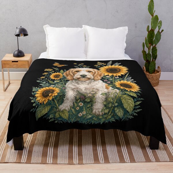 Item preview, Petit Basset Griffon Vendeen With Sunflower Cottagecore Art Dog Owner designed and sold by TerryConnells.