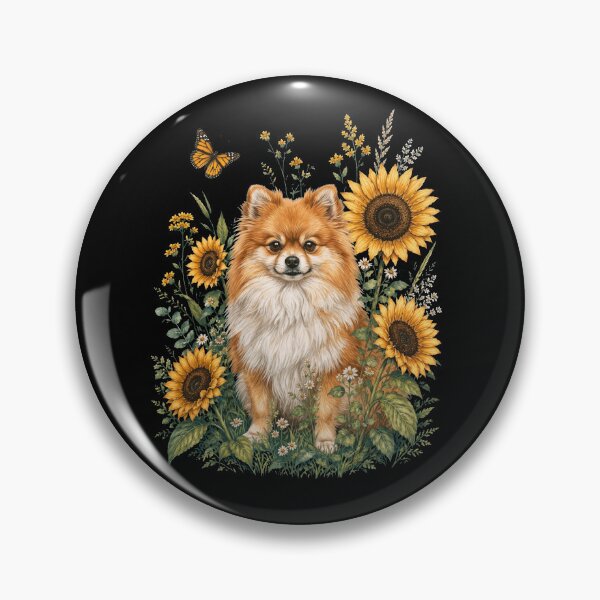 Artikelvorschau, Pomeranian mit Sonnenblume Cottagecore-Kunst Hundebesitzer entworfen und verkauft von TerryConnells.