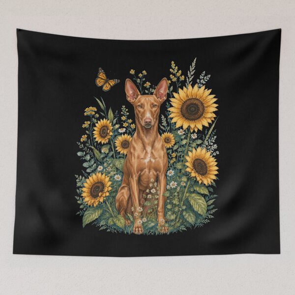 Item preview, Pharaoh Hound With Sunflower Cottagecore Art Dog Owner designed and sold by TerryConnells.